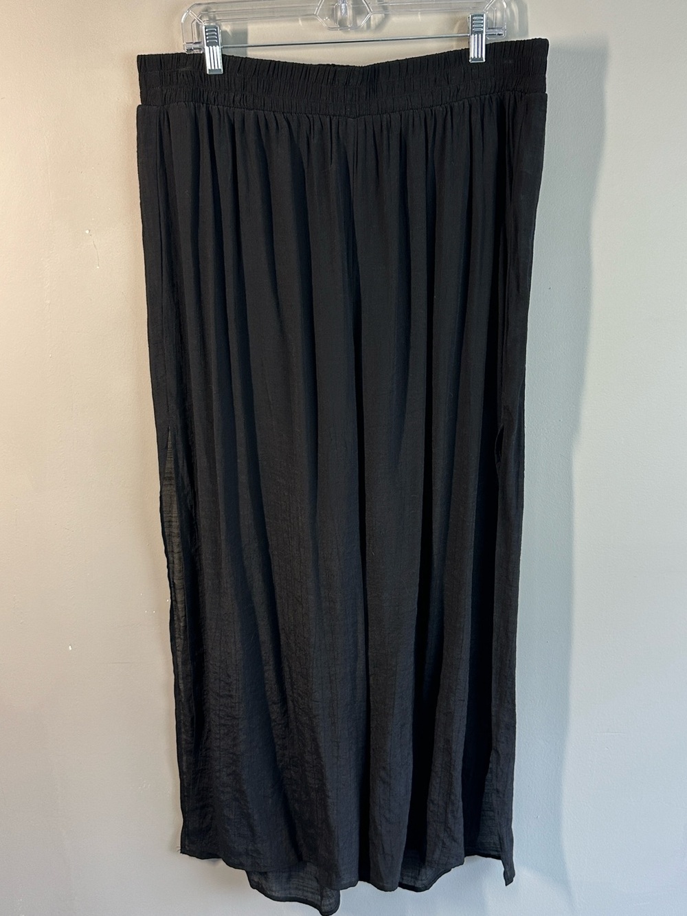 Torrid Sheer Black Crepe Side Slit Swim Coverup Wide Leg Pants Size 1X Beach